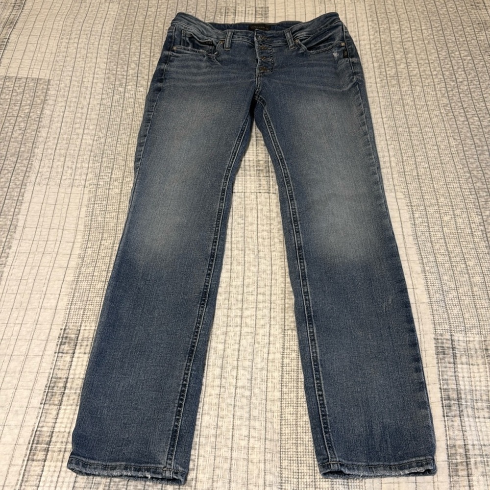 Silver size W30 L31 mid-rise suki straight leg button fly blue jeans